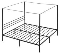 Cadre de lit à baldaquin SucceBuy (king size), cadre de lit en métal au design élégant, lattes en acier robustes pour un soutien fiable, espace de rangement supplémentaire sous le lit, pas besoin de s