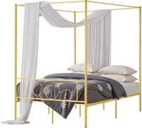 Cadre de lit à baldaquin VEVOR (Full Size), lit à baldaquin métallique avec tête de lit minimaliste & design de lit à baldaquin, support de lattes en acier robuste (rond), espace de rangement sous le 