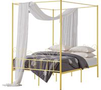 Cadre de lit à baldaquin VEVOR (Queen Size), lit à baldaquin métallique avec tête de lit minimaliste & design de lit à baldaquin, support de lattes en acier robuste (rond), espace de rangement sous le