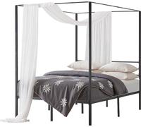 Cadre de lit à baldaquin VEVOR (taille double), lit à baldaquin en métal avec design à baldaquin (charge maximale de 363 kg), sommier à lattes en acier robuste (carré), espace de rangement sous le lit