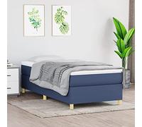 Cadre de lit à Lattes Bleu 80x200 cm Tissu Respirant sommier renforcé avec Pieds Robustes pour Chambre à Coucher Adulte châssis de lit Moderne Durable Soutien Stable Sommeil réparateur Nuit paisible