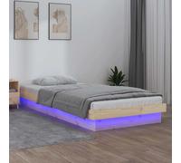 vidaXL Cadre de Lit à LED Sommier à Lattes Lit Double Lit Adulte Cadre à Lattes sur Pied Meuble de Chambre à Coucher 140x190 820017