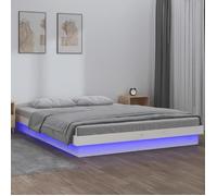 Cadre de lit à LED Blanc 180x200 cm Super King Bois massif - AKOZON - BLL - A lattes - Classique