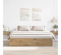 Cadre de lit sans matelas chêne artisanal 200x200 cm, meuble de chambre, sommier,, lit, lit double 3328870
