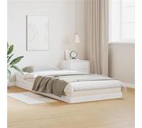Cadre de lit au sol vidaXL Blanc 90x210 cm en bois de pin massif 869735 Blanc G