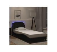 vidaXL Cadre de lit avec LED sans matelas Zadar noir 100x200 cm