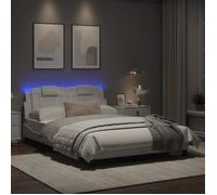 Cadre de lit avec lumières LED - MXZZAND - Blanc - 120x200 cm - Similicuir