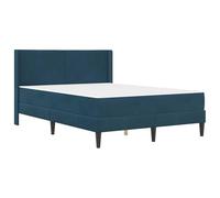 Cadre de lit avec matelas bleu 140 x 200 cm velours | Design moderne, tissu doux, base robuste, matelas inclus