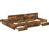Cadre de lit avec rangement avec tiroir Chêne fumé 140 x 190 cm