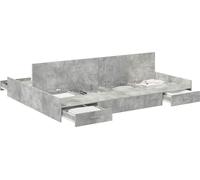 Cadre de lit avec rangement avec tiroir Gris béton 140 x 190 cm