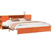 Cadre de lit avec tête de lit de rangement 2 pcs Cire marron