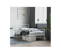 vidaXL Cadre de lit m¿¿tal avec t¿ºte de lit/pied de lit blanc 90x200 cm