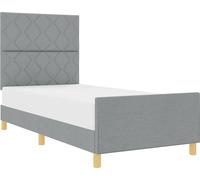 Cadre de lit avec tête de lit Gris clair 100 x 200 cm tissu