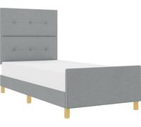 Cadre de lit avec tête de lit Gris clair 90 x 200 cm tissu