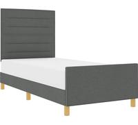 Cadre de lit avec tête de lit Gris foncé 100 x 200 cm tissu