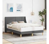 Cadre de lit avec tête de lit Gris foncé Tissu Lit Moderne maison Foncé vidaXL v