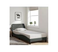 vidaXL Cadre de Lit avec Tête de Lit, Lit Rembourré avec Sommier à Lattes, Lit Simple avec Pied, Lit Adulte de Chambre, Gris 373086 Gris G
