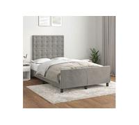 Cadre de Lit avec Tête de Lit, Lit Rembourré, Lit Double, Lit Adulte de Chambre à Coucher Intérieur, Moderne, Gris 3270602