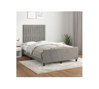 vidaXL Cadre de lit avec tête de lit gris clair 120x190 cm velours