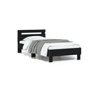 vidaXL Cadre de lit sans matelas avec tête de lit bois d'ingénierie noir 90x200 cm