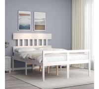 vidaXL Lit pour personne âgée et tête de lit petit double bois massif, lit pour personnes âgées, cadre de lit, lit double, lit haut, lit bois G