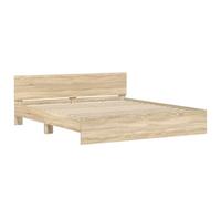 Cadre de Lit avec Tête de Lit Sonoma 193 x 203 cm en Bois d'Ingénierie | Sommier à lattes fixe,pieds surélevés,bois d'ingénierie,design épuré,assemblage avec tournevis,matelas non inclus