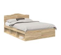 Cadre de lit avec tête de lit - vidaXL - Sonoma - Pin massif - 140x190 cm - 196x143x90 cm - Poids maximal 200 kg