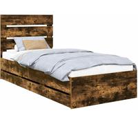 Cadre de lit avec tiroir Chêne fumé 75 x 190 cm Bois Ingénierie