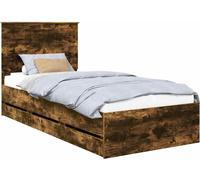 Cadre de lit avec tiroir Chêne fumé 90 x 190 cm Bois Ingénierie