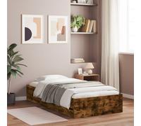 vidaXL Cadre de lit et tiroirs 3207326 – Lit simple avec sommier à lattes, chêne fumé 90x190 cm