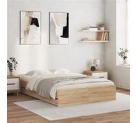 vidaXL Cadre de Lit et Tiroirs, Lit Double avec Sommier à Lattes, Lit Adulte, Meuble de Chambre à Coucher, Chêne Sonoma 120x200 cm Bois Ingénierie
