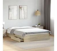 Cadre de lit avec tiroirs sans matelas chêne sonoma 140x190 cm Marron G