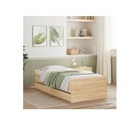vidaXL Cadre de lit 3207380 avec tiroirs sans matelas chêne Sonoma 90x190 cm