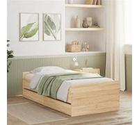 vidaXL Cadre de Lit avec Tiroirs, Lit Simple avec Sommier à Lattes, Lit Adulte de Chambre, Moderne, Chêne Sonoma 90x190 cm Bois d'Ingénierie
