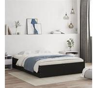 vidaXL Cadre de lit à tiroirs Noir 140x190 cm Bois d'ingénierie sans matelas