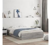 vidaXL Cadre de lit avec tiroirs – Lit double 120x190 cm Sonoma gris, sommier à lattes, sans matelas