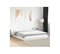 vidaXL Cadre de lit blanc 160x200 cm bois d'ingénierie, meuble de chambre à coucher, sommier, lit de palette, lit, lit 3281175 Blanc G