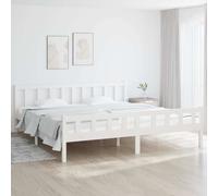 Cadre de Lit Blanc Bois Massif 160x200 cm Double Sommier Adulte Chambre vidaXL