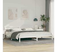Cadre de lit Blanc en pin Massif 200 x 200 cm avec tête de lit, Cadre à Lattes Solide, Design Moderne pour Chambre, mobilier Durable Facile à Nettoyer et Assembler