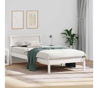 Cadre de lit Blanc en pin Massif 90 x 190 cm avec tête de lit, Cadre à Lattes Solide, mobilier de Chambre Moderne, Plateforme Durable et Facile à Nettoyer