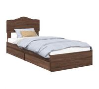 Cadre de lit chêne Brun 70 x 190 cm Bois d'ingénierie avec tiroirs de Rangement, Design Moderne pour Chambre, Meuble Pratique et Durable