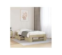 vidaXL Cadre de lit chêne sonoma 75x190 cm bois d'ingénierie Marron