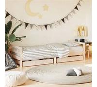 Cadre de lit d enfants et tiroirs 90x190 cm bois de pin massif Beige G