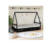 Cadre de lit d enfants tiroirs noir 90x190cm bois de pin massif Noir G
