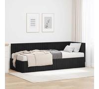Cadre de lit d'angle avec matelas 2 pcs Noir Velours Châssis avec Appui-tête Lattes