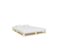 Cadre de Lit Double en Pin Massif vidaXL, 160 x 200 cm, Lit Adulte, Classique, Natural Wood