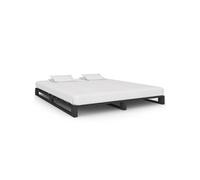Cadre de lit de palette sans matelas gris 200x200cm bois massif