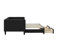 Cadre de Lit de repos - BURKE - Canapé-lit Simple - avec gigogne - et tiroirs - sans matelas - noir 80x200 cm AA66