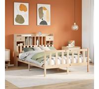 Cadre de lit de style élégant avec sommier à lattes - Lit en bois massif avec étagère sans matelas 140x190 cm en pin - Lits classiques Hommie3124859 2parcel