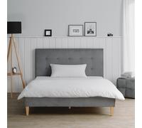 Cadre de Lit Double 140x200 Rembourré Crodon Gris Sommier à Lattes Homestyle4u